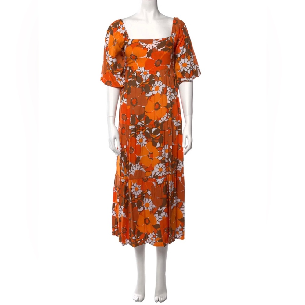 Faithful the Brand orange floral midi dress